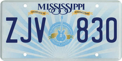 MS license plate ZJV830