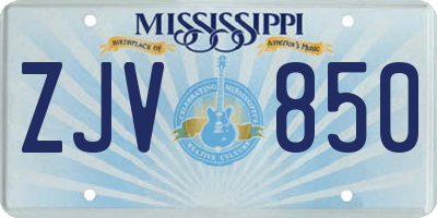 MS license plate ZJV850