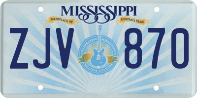 MS license plate ZJV870