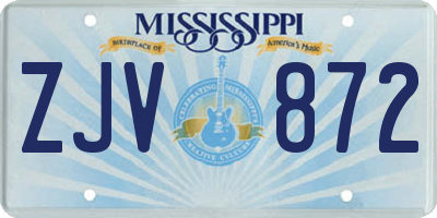 MS license plate ZJV872