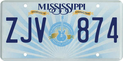 MS license plate ZJV874