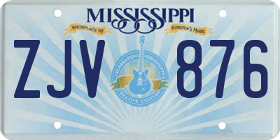 MS license plate ZJV876