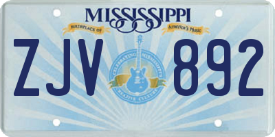 MS license plate ZJV892