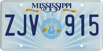 MS license plate ZJV915