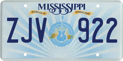 MS license plate ZJV922