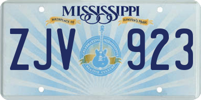 MS license plate ZJV923