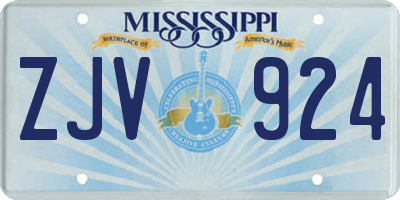 MS license plate ZJV924
