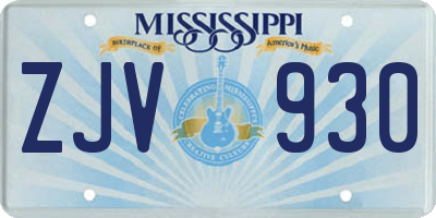 MS license plate ZJV930