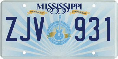 MS license plate ZJV931