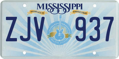 MS license plate ZJV937