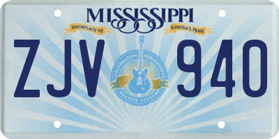 MS license plate ZJV940