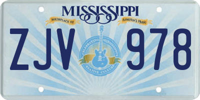 MS license plate ZJV978