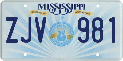 MS license plate ZJV981