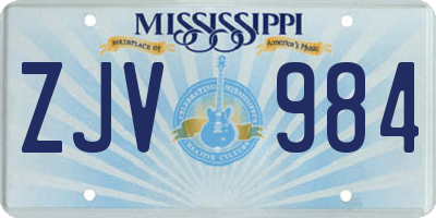 MS license plate ZJV984