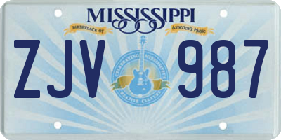 MS license plate ZJV987