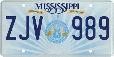 MS license plate ZJV989