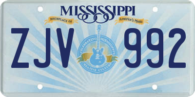 MS license plate ZJV992