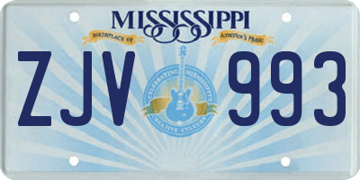 MS license plate ZJV993