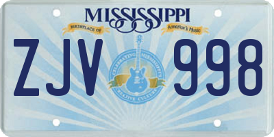 MS license plate ZJV998