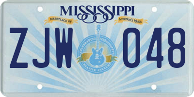 MS license plate ZJW048