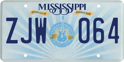 MS license plate ZJW064