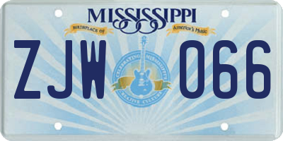 MS license plate ZJW066