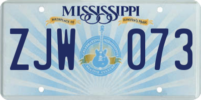 MS license plate ZJW073