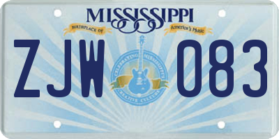MS license plate ZJW083