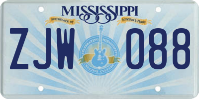 MS license plate ZJW088