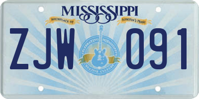 MS license plate ZJW091