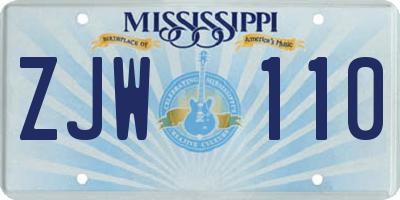 MS license plate ZJW110