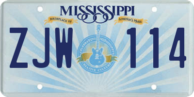MS license plate ZJW114
