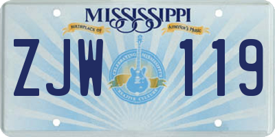 MS license plate ZJW119