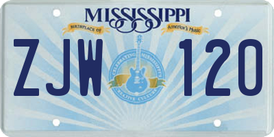 MS license plate ZJW120