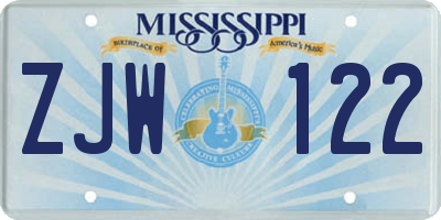 MS license plate ZJW122