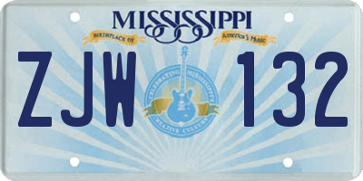 MS license plate ZJW132