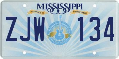 MS license plate ZJW134