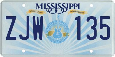 MS license plate ZJW135
