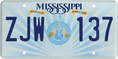 MS license plate ZJW137