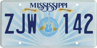 MS license plate ZJW142