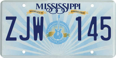 MS license plate ZJW145