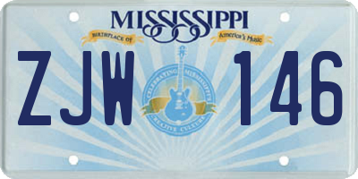 MS license plate ZJW146