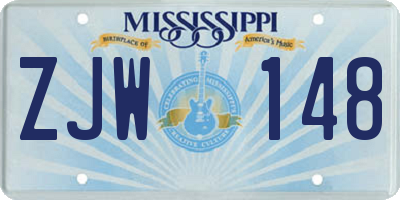 MS license plate ZJW148