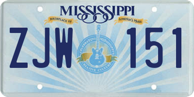 MS license plate ZJW151