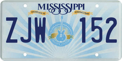 MS license plate ZJW152