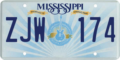 MS license plate ZJW174