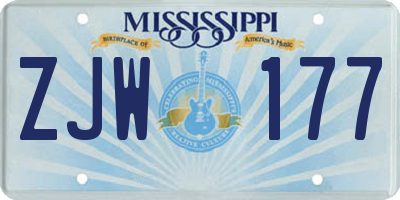 MS license plate ZJW177