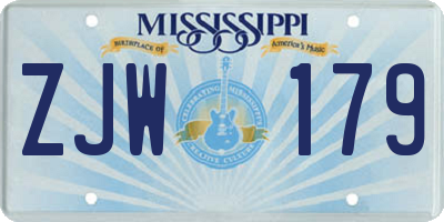 MS license plate ZJW179