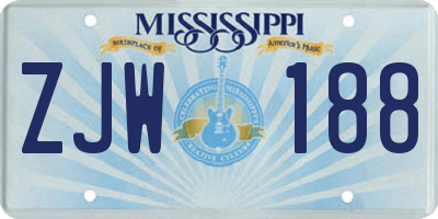 MS license plate ZJW188