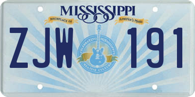 MS license plate ZJW191